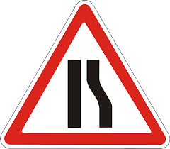 Дорожній знак 1.5.2 (І тип) Звуження дороги з правого боку