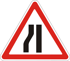 Дорожній знак 1.5.3 (І тип) Звуження дороги з лівого боку