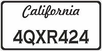 America California license plate on plastic      