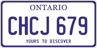 America Ontario license plate on plastic      