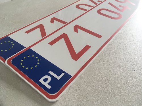Зразок номерного знак Польши транзит